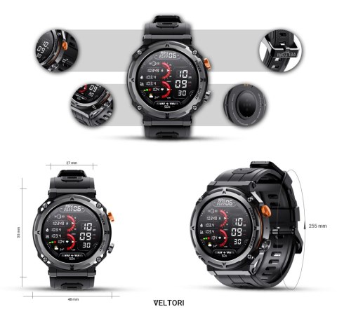 Smartwatch VELTORI VT130-1 Czarny Pasek Silikonowy VELTORI