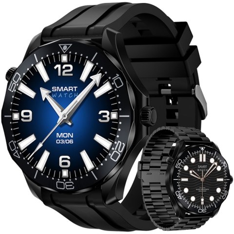 Smartwatch VELTORI VT150-1 Czarny Pasek Silikonowy + Czarna Bransoleta VELTORI