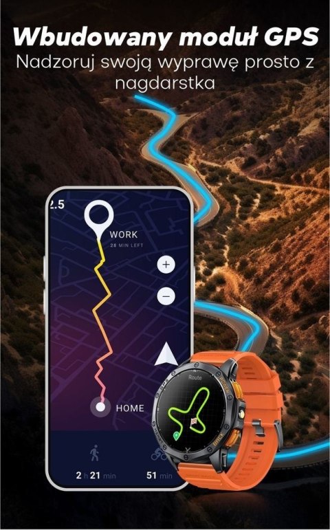 Smartwatch Męski GRAVITY GPS GT24-1 Czarny Pasek Silikonowy + Granatowy Pasek Silikonowy Gravity