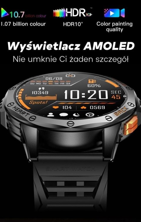 Smartwatch Męski GRAVITY GPS GT24-2 Czarny Pasek Silikonowy + Biały Pasek Silikonowy Gravity