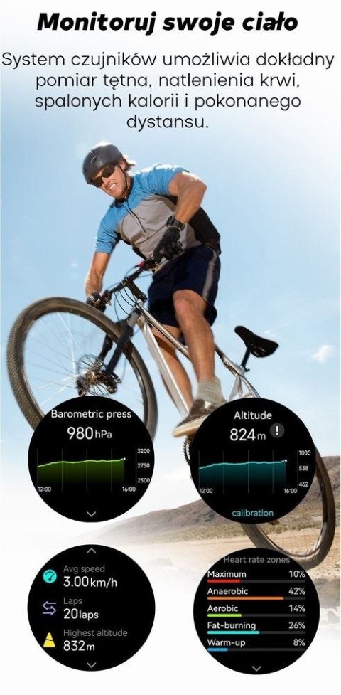 Smartwatch Męski GRAVITY GPS GT24-2 Czarny Pasek Silikonowy + Biały Pasek Silikonowy Gravity