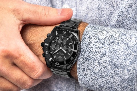 Zegarek Męski Giewont Chronograph Sapphire Czarny GW3970-B4 Giewont