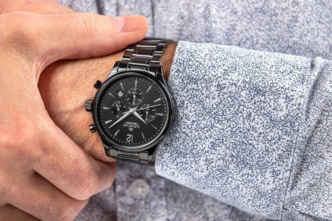Zegarek Męski Giewont Chronograph Sapphire Czarny GW6310-B1 Giewont