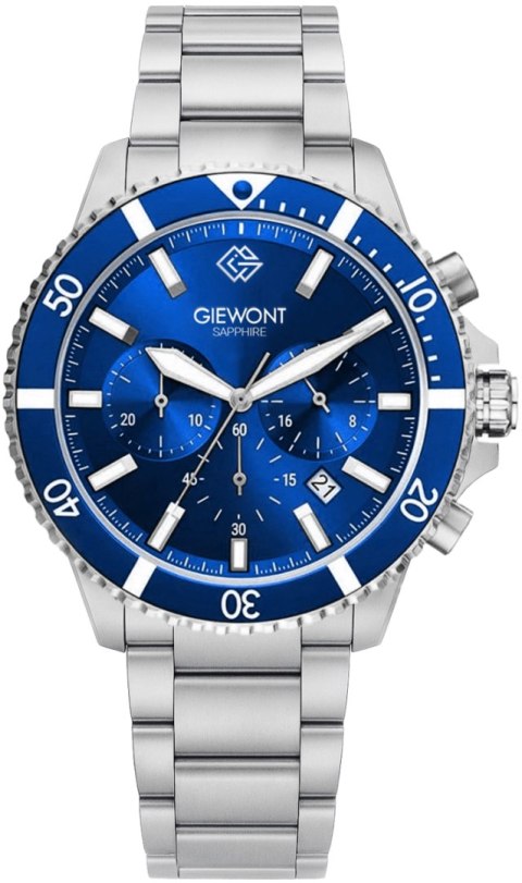 Zegarek Męski Giewont Chronograph Sapphire Srebrno Niebieski GW3970-B3 Giewont