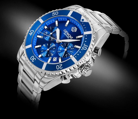 Zegarek Męski Giewont Chronograph Sapphire Srebrno Niebieski GW3970-B3 Giewont