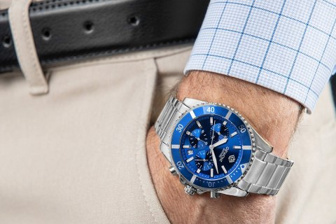 Zegarek Męski Giewont Chronograph Sapphire Srebrno Niebieski GW3970-B3 Giewont