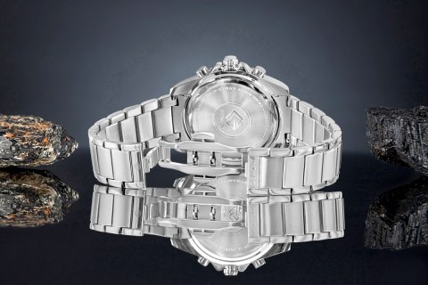 Zegarek Męski Giewont Chronograph Sapphire Srebrno Niebieski GW3970-B3 Giewont