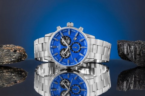 Zegarek Męski Giewont Chronograph Sapphire Srebrno Niebieski GW4580-B3 Giewont
