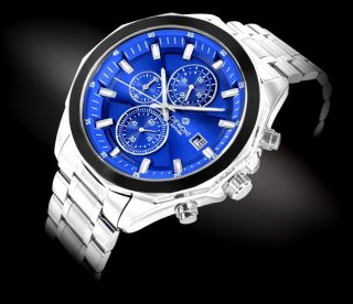 Zegarek Męski Giewont Chronograph Sapphire Srebrno Niebieski GW7290-B3 Giewont