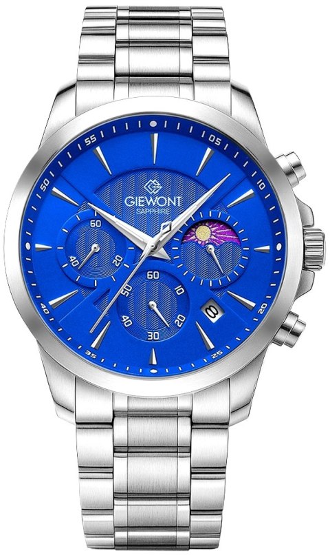 Zegarek Męski Giewont Chronograph Sapphire Srebrno Niebieski GW9460-B3 Giewont