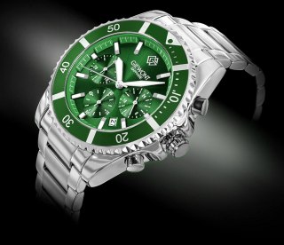 Zegarek Męski Giewont Chronograph Sapphire Srebrno Zielony GW3970-B8 Giewont