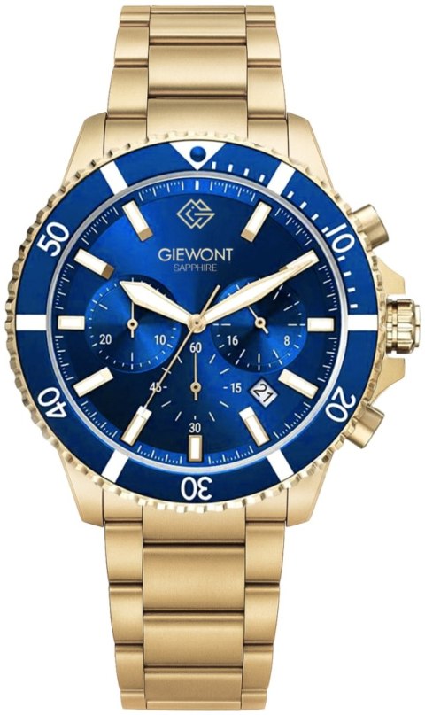 Zegarek Męski Giewont Chronograph Sapphire Złoto Niebieski GW3970-B6 Giewont