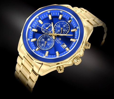Zegarek Męski Giewont Chronograph Sapphire Złoto Niebieski GW7290-B6 Giewont
