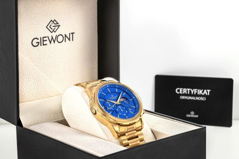 Zegarek Męski Giewont Chronograph Sapphire Złoto Niebieski GW9460-B5 Giewont