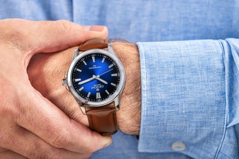 Zegarek Męski Giewont Elegance Sapphire Brązowo Niebieski GW5160-A4 Giewont
