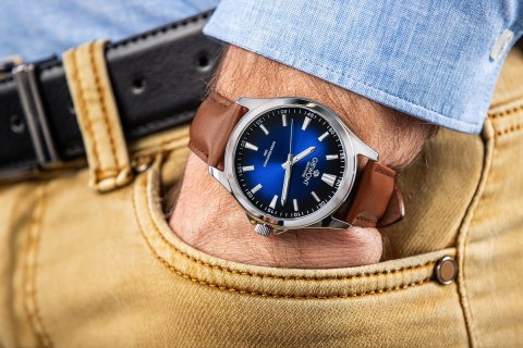 Zegarek Męski Giewont Elegance Sapphire Brązowo Niebieski GW5160-A4 Giewont