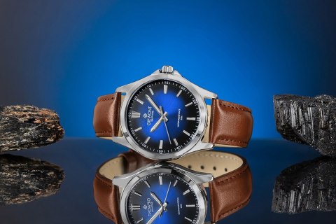 Zegarek Męski Giewont Elegance Sapphire Brązowo Niebieski GW5160-A4 Giewont