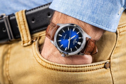 Zegarek Męski Giewont Elegance Sapphire Brązowo Niebieski GW5160-A7 Giewont