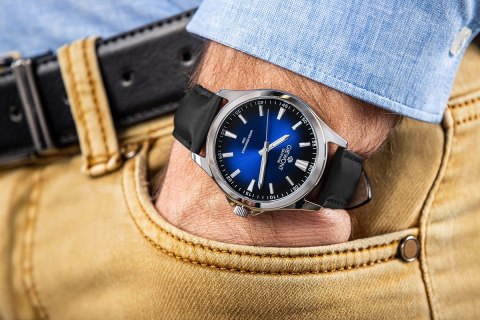 Zegarek Męski Giewont Elegance Sapphire Czarno Niebieski GW5160-A3 Giewont