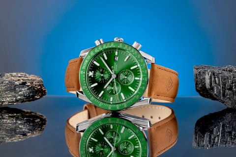 Zegarek Męski Giewont Chronograph Sapphire Brązowo Zielony GW8720-A3 Giewont