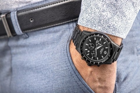 Zegarek Męski Giewont Chronograph Sapphire Czarny GW3520-B1 Giewont