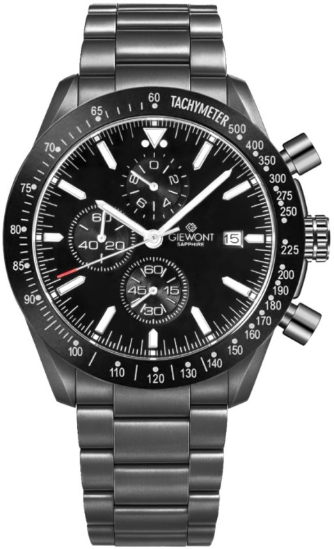 Zegarek Męski Giewont Chronograph Sapphire Czarny GW8720-B1 Giewont