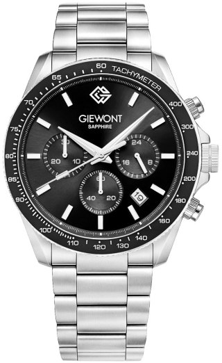 Zegarek Męski Giewont Chronograph Sapphire Srebrno Czarny GW3520-B2 Giewont