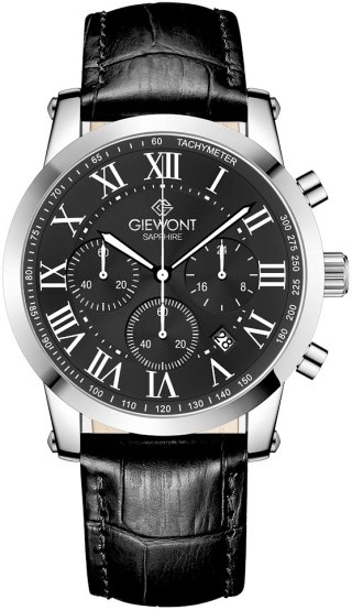 Zegarek Męski Giewont Chronograph Sapphire Srebrno Czarny GW6260-A2 Giewont