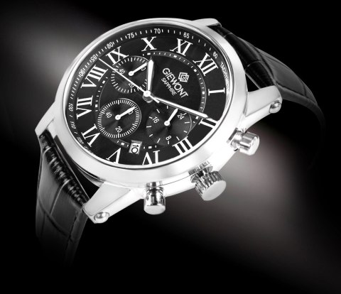 Zegarek Męski Giewont Chronograph Sapphire Srebrno Czarny GW6260-A2 Giewont