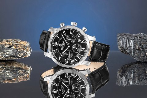 Zegarek Męski Giewont Chronograph Sapphire Srebrno Czarny GW6260-A2 Giewont