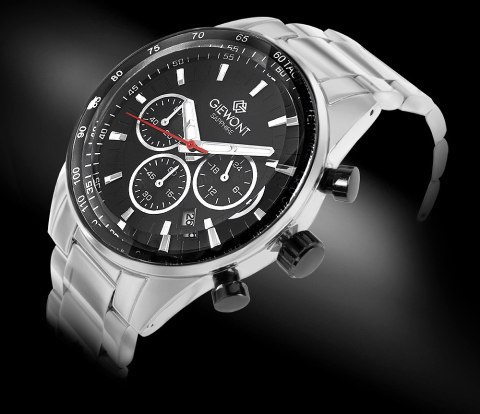 Zegarek Męski Giewont Chronograph Sapphire Srebrno Czarny GW9140-B1 Giewont
