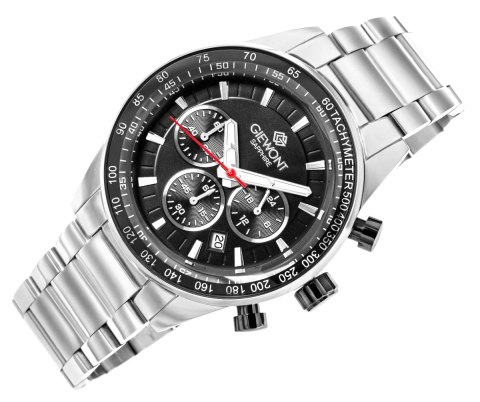 Zegarek Męski Giewont Chronograph Sapphire Srebrno Czarny GW9140-B1 Giewont