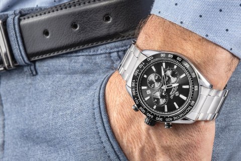 Zegarek Męski Giewont Chronograph Sapphire Srebrno Czarny GW9580-B1 Giewont