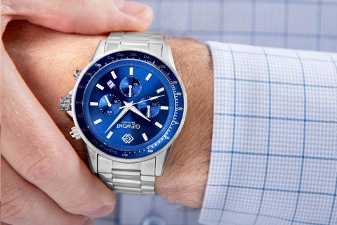 Zegarek Męski Giewont Chronograph Sapphire Srebrno Niebieski GW3520-B3 Giewont