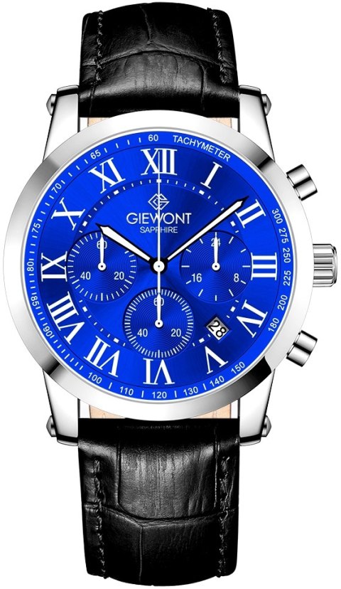Zegarek Męski Giewont Chronograph Sapphire Srebrno Niebieski GW6260-A4 Giewont