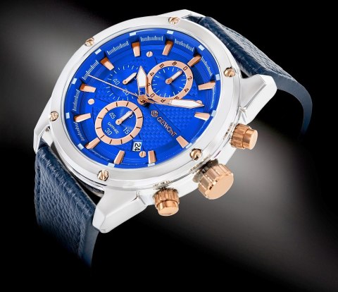 Zegarek Męski Giewont Chronograph Sapphire Srebrno Niebieski GW8810-A2 Giewont
