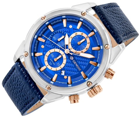 Zegarek Męski Giewont Chronograph Sapphire Srebrno Niebieski GW8810-A2 Giewont