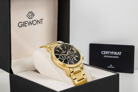 Zegarek Męski Giewont Chronograph Sapphire Złoto Czarny GW8510-B5 Giewont