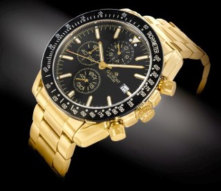Zegarek Męski Giewont Chronograph Sapphire Złoto Czarny GW8720-B4 Giewont