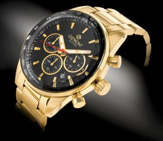 Zegarek Męski Giewont Chronograph Sapphire Złoto Czarny GW9140-B4 Giewont