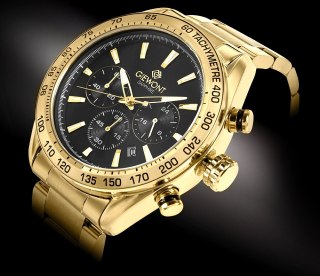 Zegarek Męski Giewont Chronograph Sapphire Złoto Czarny GW9580-B4 Giewont