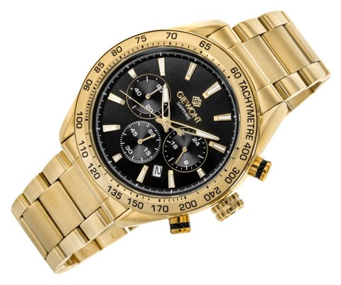 Zegarek Męski Giewont Chronograph Sapphire Złoto Czarny GW9580-B4 Giewont