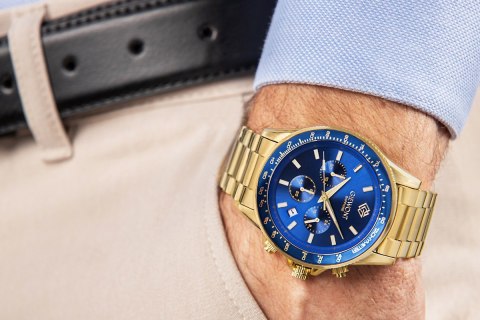 Zegarek Męski Giewont Chronograph Sapphire Złoto Niebieski GW3520-B5 Giewont