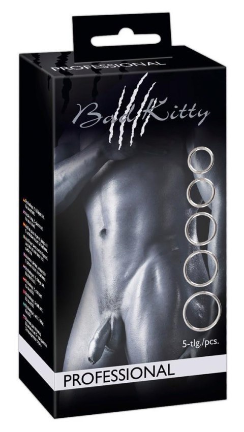Bad Kitty Set of 5 Metal Rings ORION