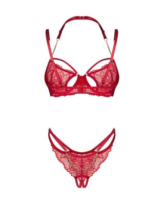 Matildea komplet bielizny Obsessive czerwony otwarty S/M Obsessive