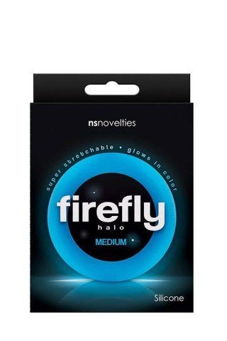 Pierścień erekcyjny silikonowy Firefly Halo niebieski świecący w ciemności NS Novelties