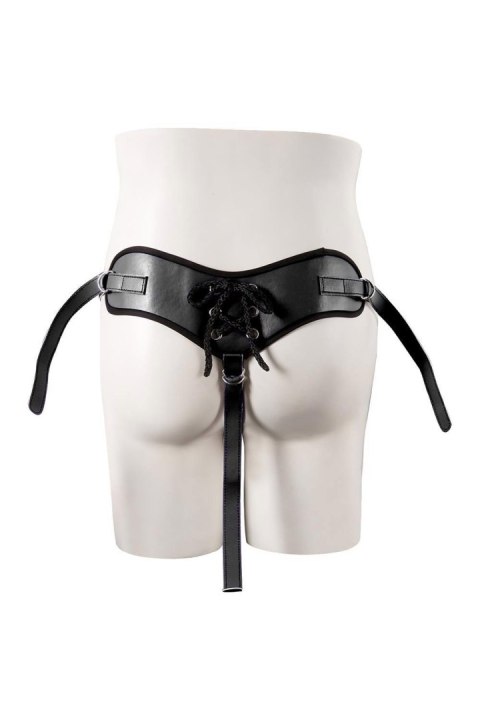 STRAPON BLACK PU HARNESS WITH TWO RINGS TONGA