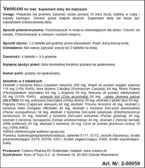 Supl.diety-Venicon for Men EU Cobeco Pharma Wholesale BV