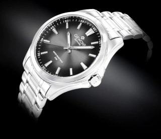 Zegarek Męski Giewont Elegance Sapphire Srebrno Czarny GW5160-B2 Giewont