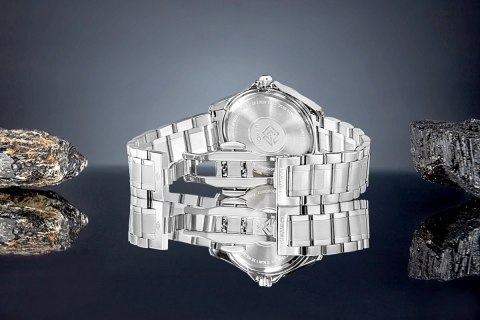 Zegarek Męski Giewont Elegance Sapphire Srebrno Czarny GW5160-B2 Giewont